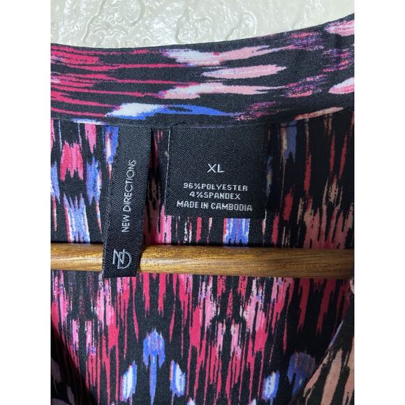 New Directions Top Womens XL Geometric Asymmetrical Layering Blouse Career - Picture 7 of 8